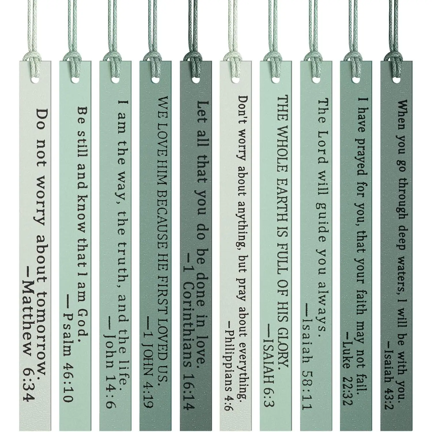 10 count Christian Leather Bookmarks,   Verses Scripture Bookmarks for Women & Men, Religious Christian Gifts for Book Lovers, Church & Book Club Supplies(Elegant, Green)