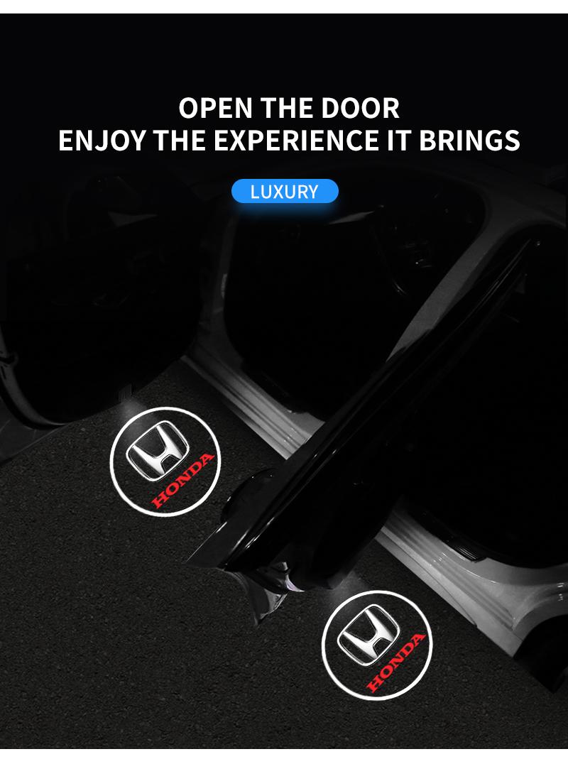 2Pcs HD Led Car Door Welcome Light Laser Projector Courtesy Lamp for Honda Civic 10th 11th Gen Hrv Jazz City Fit Accord 7 Crv