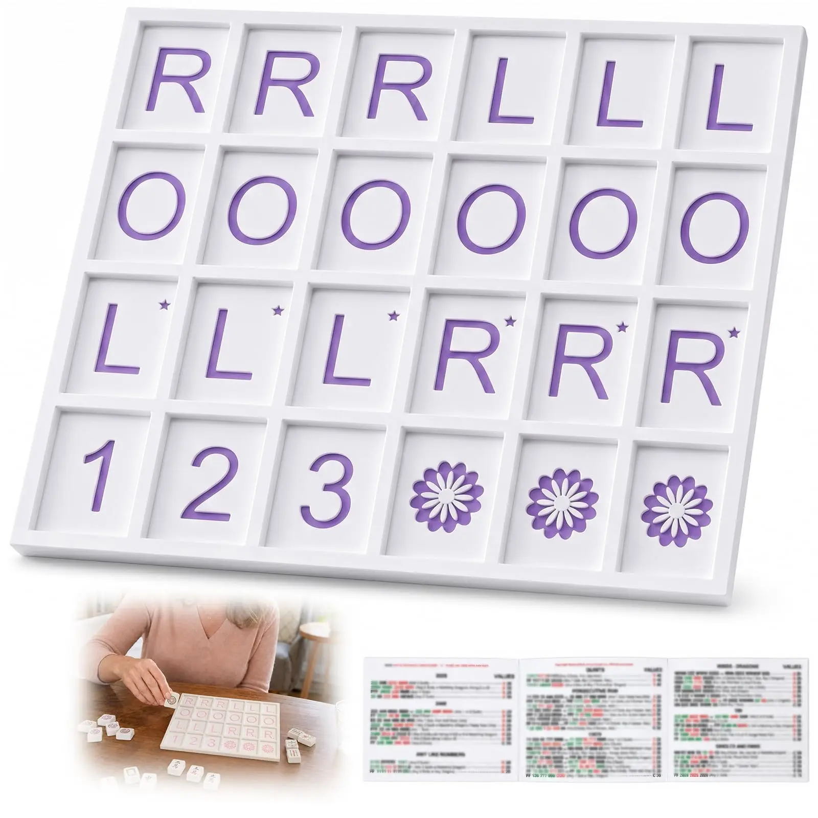 Solo Mahjong Board - Portable Solo Practice Board for Charleston Training & Passing Guide，2026 Mahjong Card Rule Learning Tool for Beginners & Pros，7.3 x 6.3 inch (Purple)