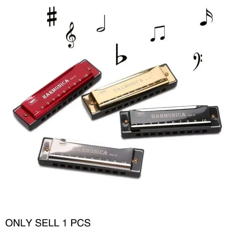 Portable Durable 10-Hole Colorful Diatonic Harmonica, C Tuned Harmonica with Case, C Key Harmonica, Beginner Instrument, Musical Instruments, Perfect Gift for Friends