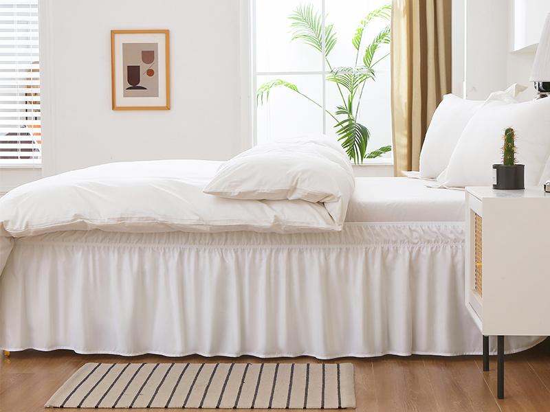 Wrap Around Bed Skirt Sides Elastic Dust Ruffled 18 Inch Tailored Drop,Easy to Install Fade Resistant-Natural White, Queen/King Wrap Around Bed Skirt Sides Elastic Dust Ruffled 18 Inch Tailored Drop,Easy to Install Fade Resistant-Natural White, Queen/King