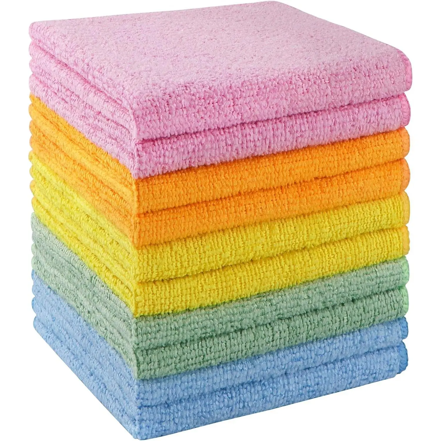 Washcloths Bulk 10 Pack  Towels (12" x 12"), Highly Soft Wash Cloths and Hand Towels,  Drying Multi-Purpose Microfiber Cleansing Cloths for Bathroom, Hotel, , and Salon-Multicolor