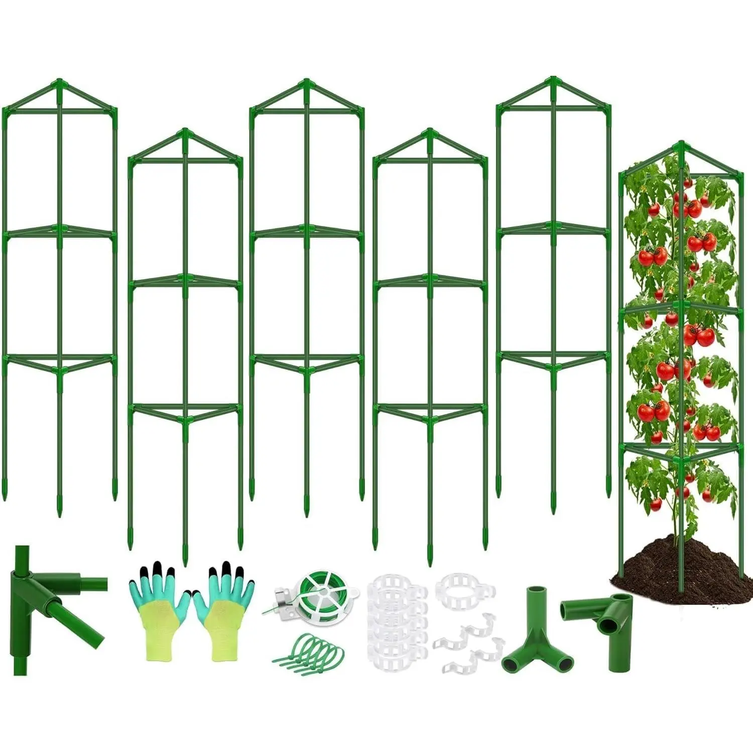 6 Pack Tomato Cages for Garden, Tomato Cage Trellis, Garden Cage Heavy Duty Tomato Stake Support, Garden Stakes Plant Cages for Pots Plants Vegetables