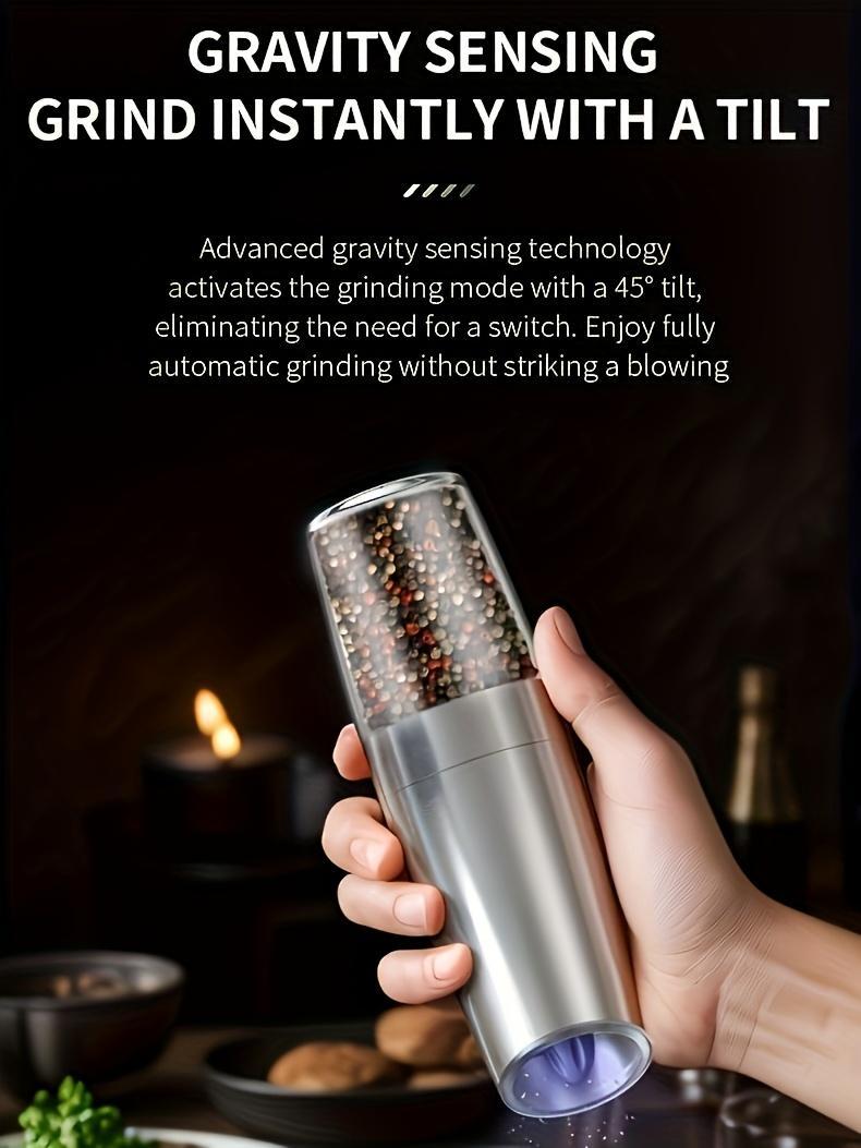 1pc/2pcss CLITON Salt And Pepper Grinder Electric 2pcs, Electric Battery Salt And Pepper Grinder Set, Electric Salt And Pepper Grinder Set, Salt And Pepper Shakers Set, Large Capacity with LED Light, Multiple Style Options, Kitchen Gift