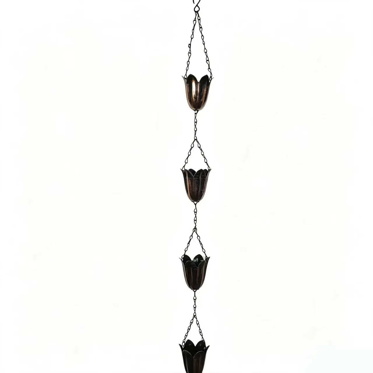 New Traditional Floral Metal Rain Chain, Antique Style Temple Eave Decor, Rust-Resistant Drainage Chain, Garden Ornament, DIY Patio Water Guide