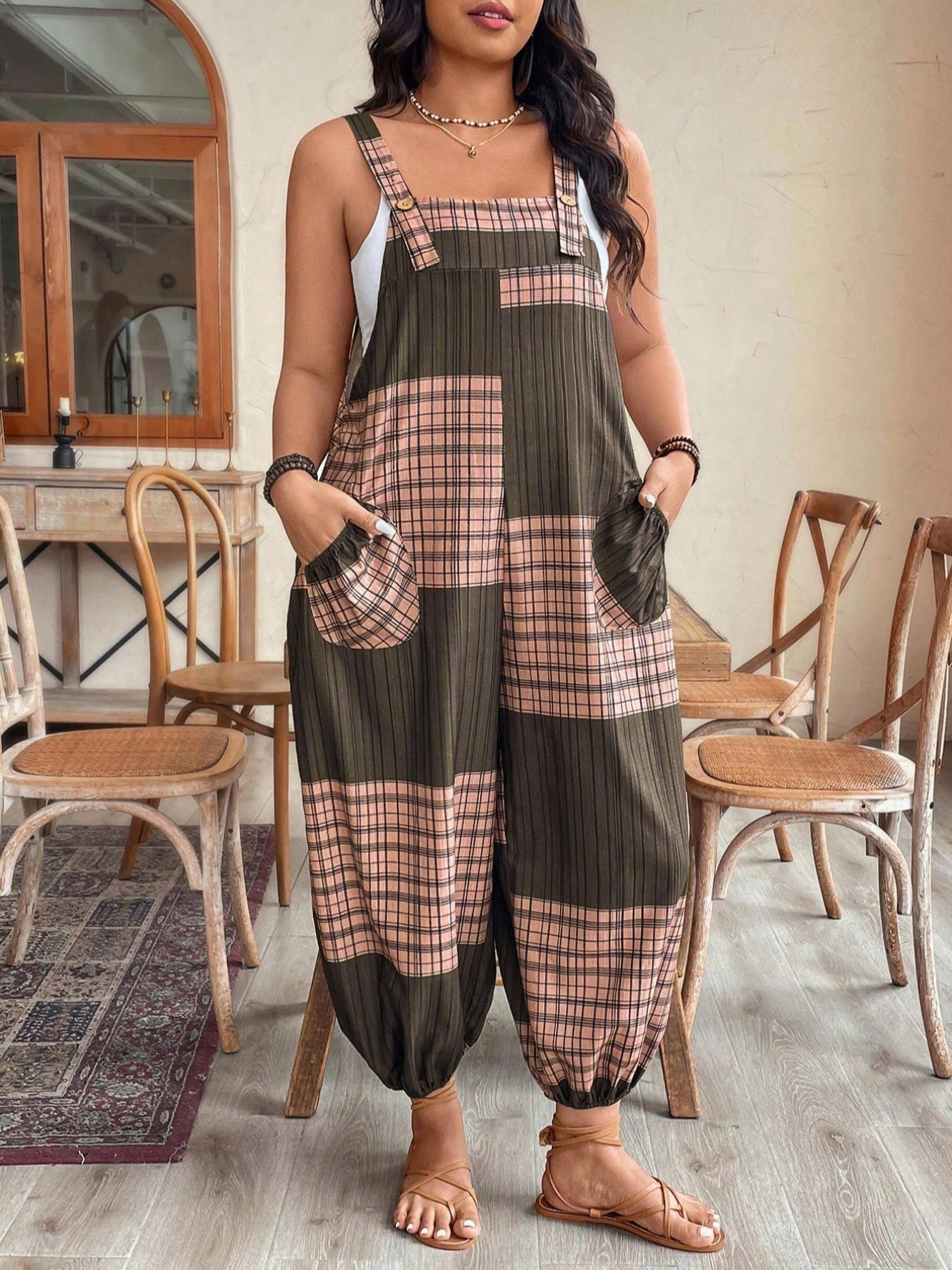 【Plus Size】Jumpsuit, Casual Comfy Sleeveless Jumpsuit for Daily Wear, Women's Plus Clothing for All Seasons