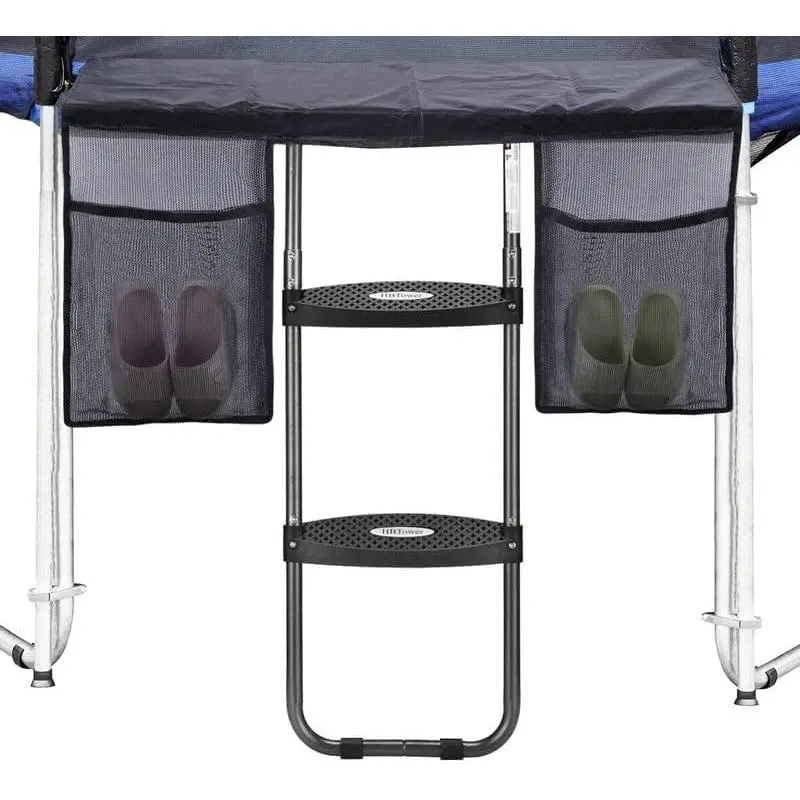 2-Step Trampoline Ladder with Storage Bag & Wide Steps for  | Trampoline Accessories,  Hook Fit, 220 LBS Capacity, Skid-Proof Steps, UV-Treated Steel, Heavy Duty Stairs for