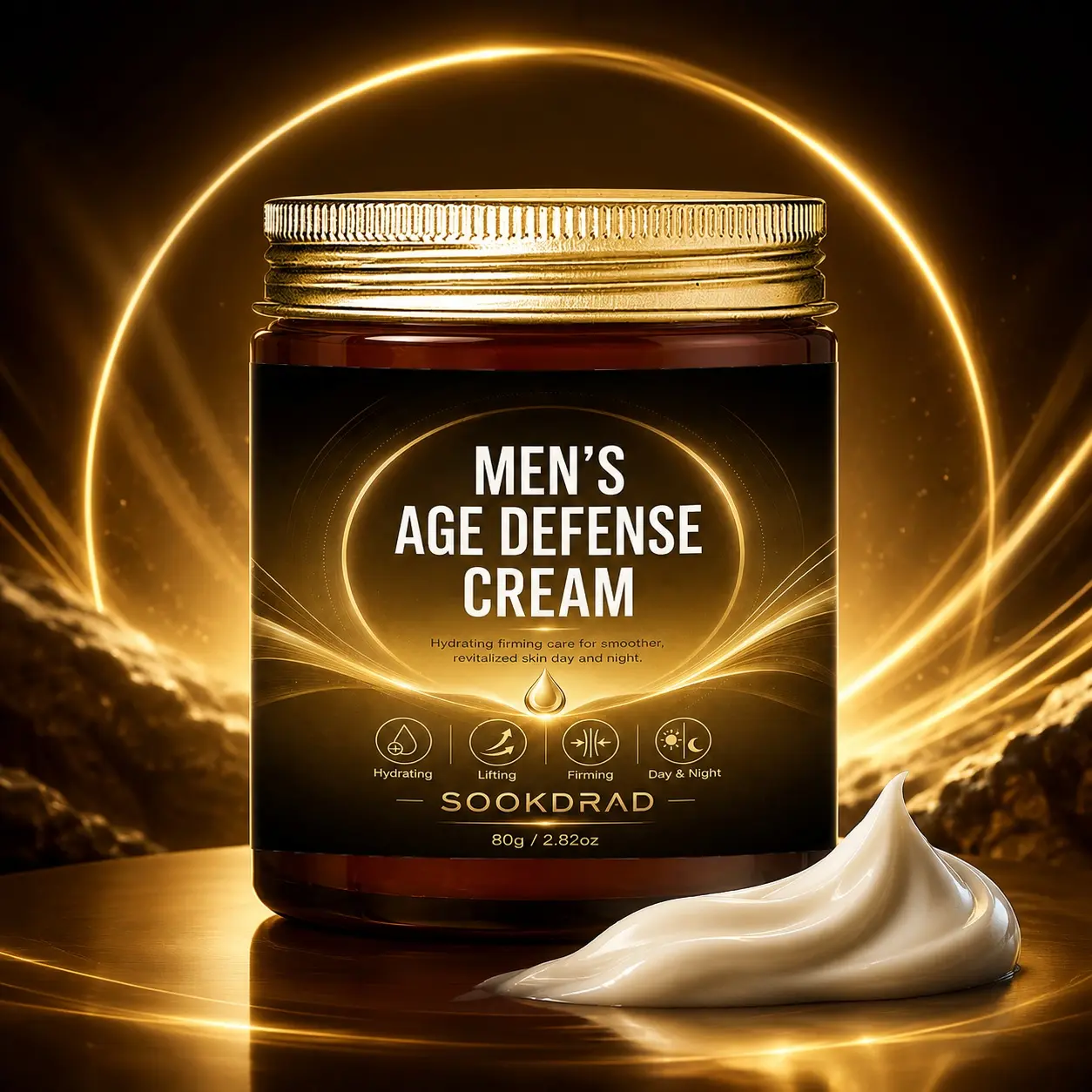 Men's Age Defense Cream, Hydrating, Lifting, Firming, Day & Night Skincare, Revitalized Skin, Smoother Texture, 80g