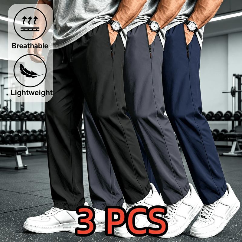 3PC Men's Fashion Sports Jogging Pants, Double Sided Zipper Pocket, Waist Pulling Rope, Suitable for All Seasons Wearing, Outdoor Hiking, Tourist Vacation, and Daily Commuting Suitable As A Gift for Men