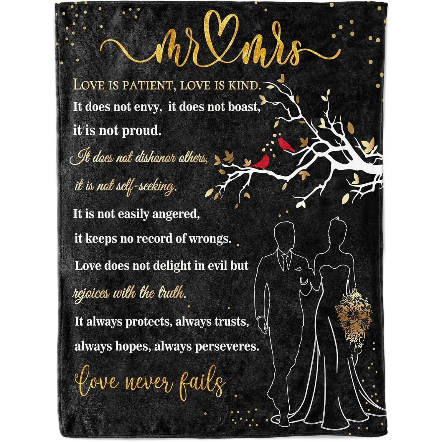 Wedding Gifts for Couples, Bridal Shower Gifts for Bride to Be Soft Blanket | Anniversary Mr and Mrs Gifts, Wedding Gifts for Newlyweds Wedding Throw Blanket 60*50 Inch (Black)
