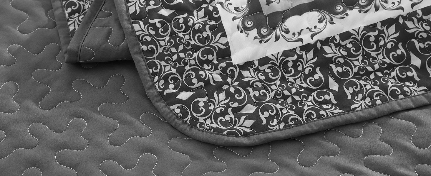 Grey Set King Size,Bohemian Floral Patchwork Bedspread Coverlet Set, Soft 3 Pieces Boho Bedspreads Bedding Set for All (104"x90")