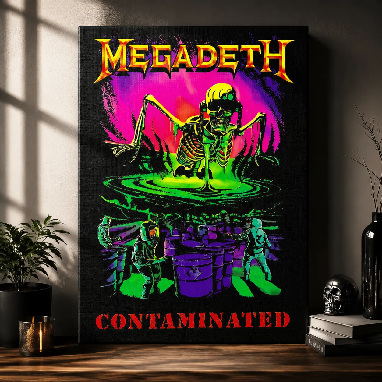 Metal Music Blacklight Canvas Poster |   Neon Rock Wall Art for Bedroom, Game Room & Man Cave Decor
