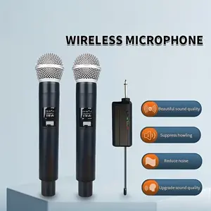 Wireless microphone system with charging cable, 6.35mm receiver, anti slip ring, 6.35-to-3.5mm adapter, intelligent noise reduction and strong penetration, suitable for weddings, stage performances and karaoke