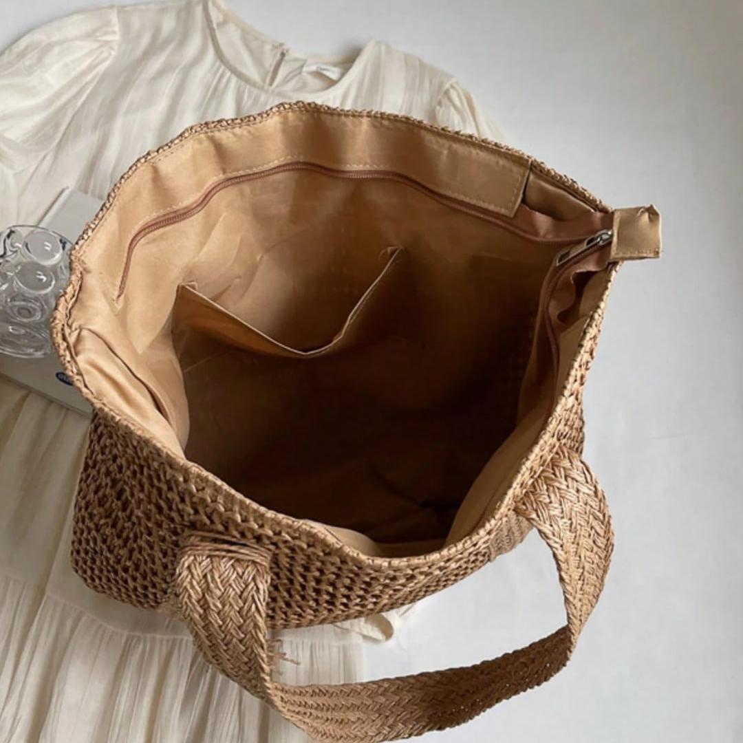 New Fashionable Versatile Tote Bag, Beach Vacation Bag, Lightweight Elegant Design Straw Woven Boho Style Shoulder Bag, Handbag, Large Capacity, Suitable For Women, College Students, Teenagers, With Tassel Pendant, Summer Straw Beach Bag For Women, Vacat