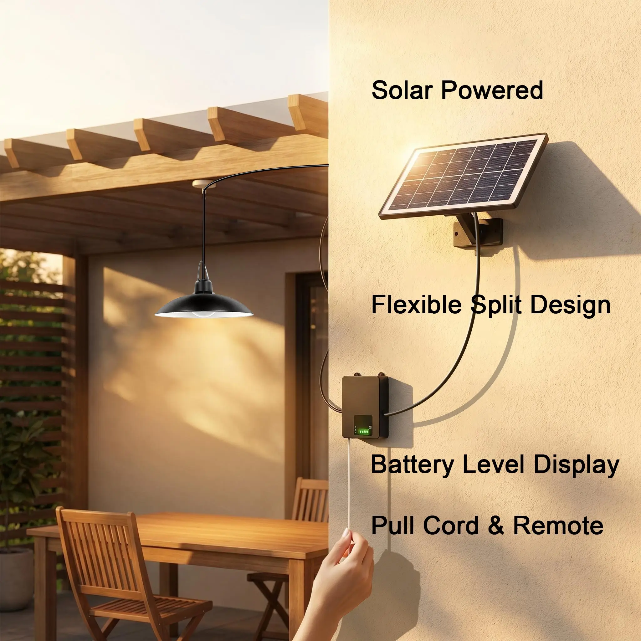 Outdoor Solar Lantern with Remote Control, Timer Function, Battery Box Design, Ideal for Courtyard & Garage Lighting