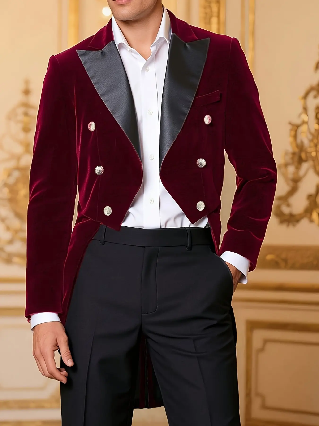 2026 New Medieval Jacket, Party Dress for Cocktail Parties, Medium-Length Solid Color Tailcoat, Perfect for Formal Events