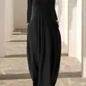 Women's Ultra-Long Plain Dress, Round Neck Long Sleeve Pocket Nightgown, Comfortable Casual Style, Soft Fabric, All Seasons Wear