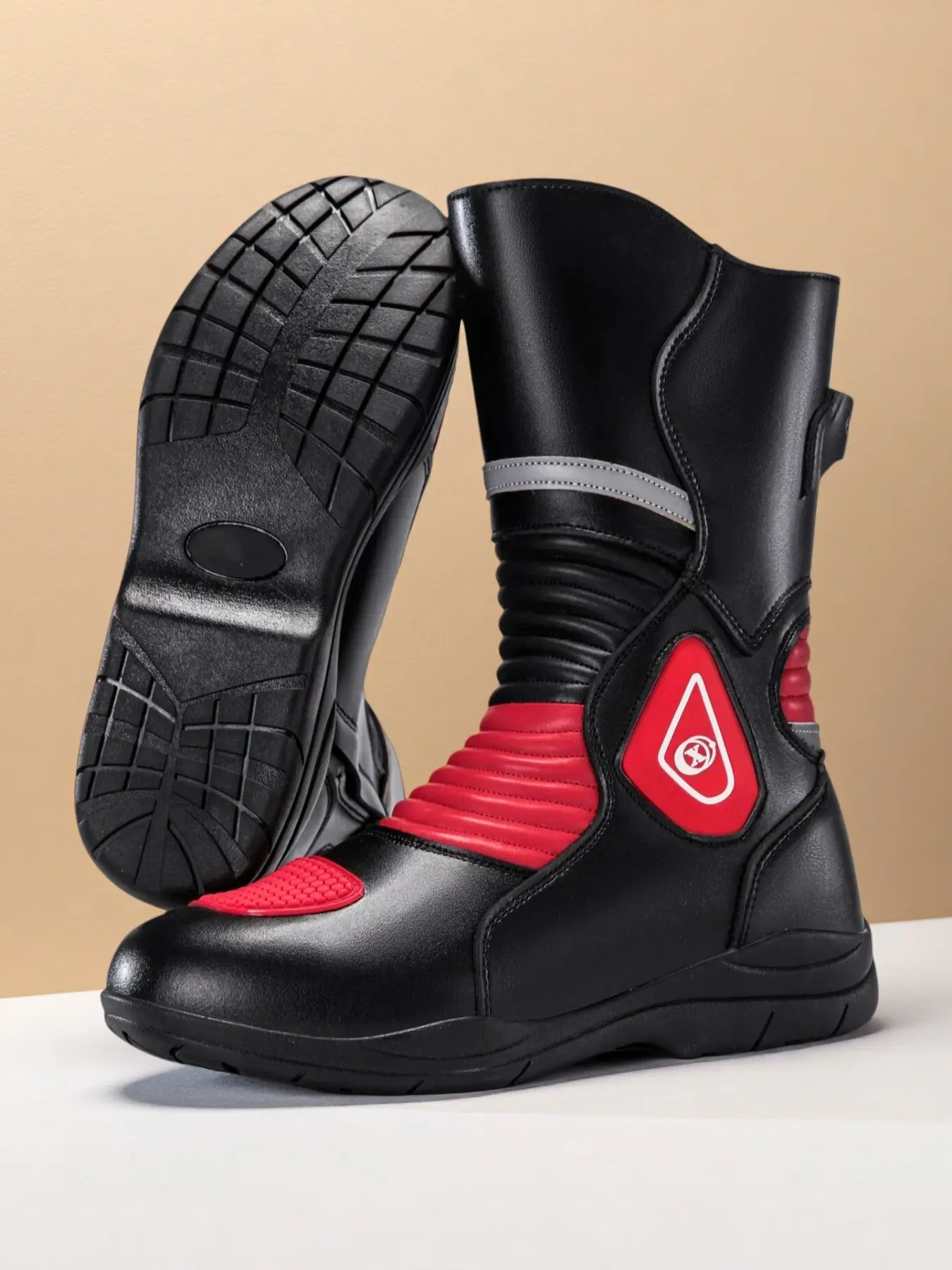 Motorcycle Riding Shoes, Unisex PU Leather Sneakers, Anti-Slip Breathable Design, Above Ankle Height, Sporty Style, Couples' Choice