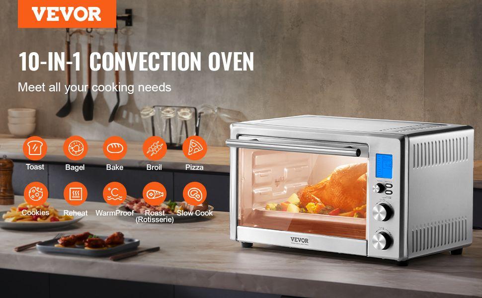 VEVOR Countertop Convection Oven 28L Toaster Baker 10-IN-1 1800W for Home Use
