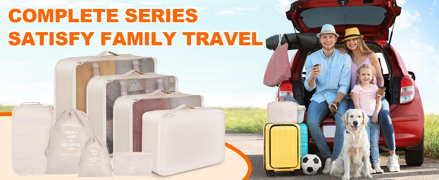 8 Set Packing Cubes for Suitcases, Travel Luggage Packing Organizers with Laundry Bag, Compression Storage Shoe Bag, Clothing Underwear Bag, for Man & Women