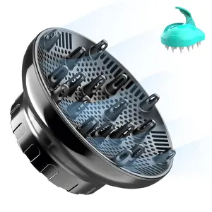 Universal Hair Dryer Diffuser Attachment for 1.4"-3.1" Blow Dryers, Professional for Curly Wavy Long Thick Hair, Reduces Frizz & Defines Curls, Home & Travel Use, Black