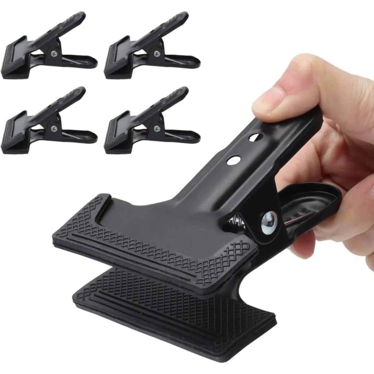 4 Pack Spring Clamps Set, Heavy Duty Metal Clips with Strong Grip and Anti Slip Design, Ideal for Woodworking, Photography Backdrops, Background Stands, Home Improvement Tasks, Studio Props and DIY Projects
