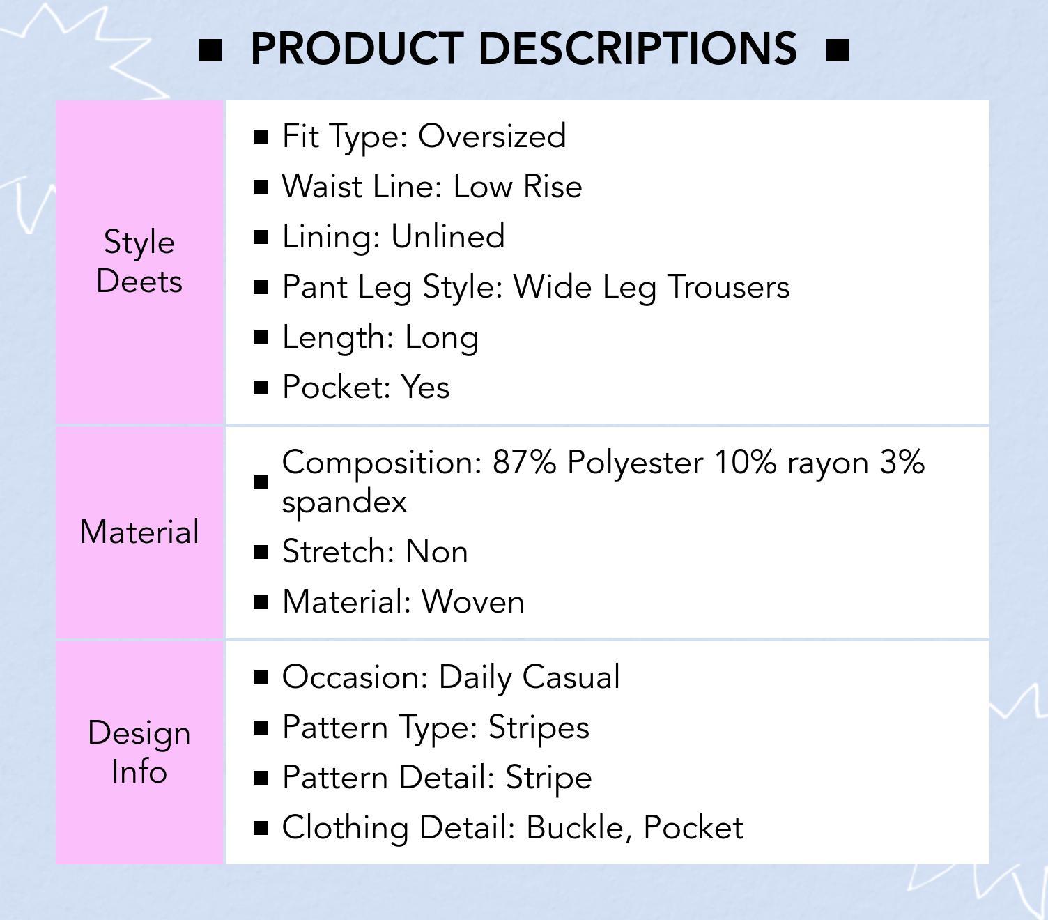 Cider Striped Low Rise Buckle Wide Leg Trousers SpringStatements