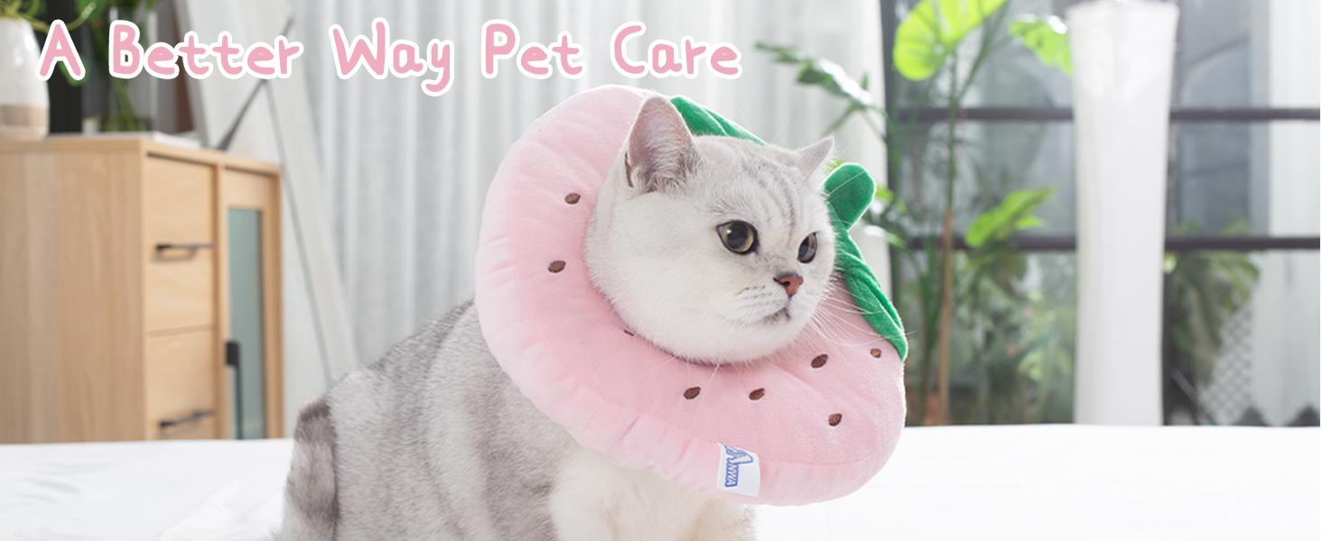ANWA Adjustable Cat Cone Collar Soft, Cute Cat Recovery Collar, Cat Cones After Surgery for Kittens