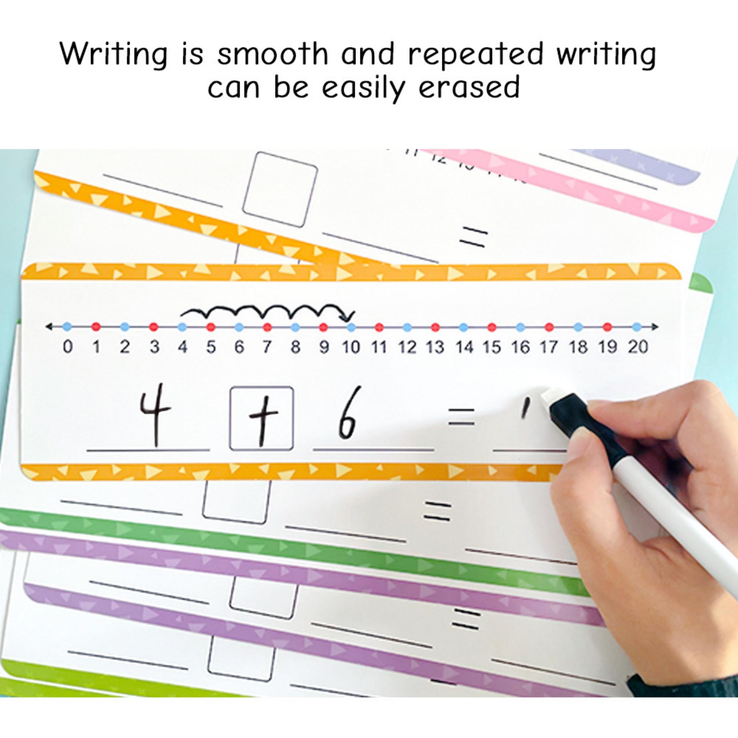 0-20 Number Line Flash Cards, 16 Erasable Cards with 2 Markers, Math Addition Subtraction Practice for Kids, Educational Learning Tool, Math Learning Tools