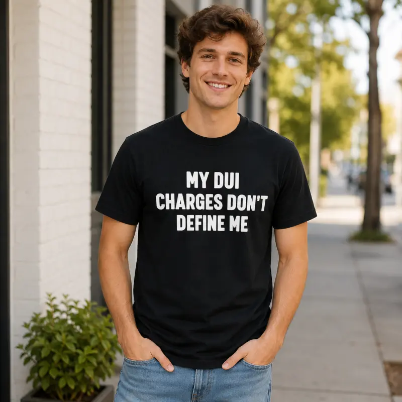 Humorous Sarcastic Statement Tee My DUI Charges Don't Define Me Funny Gift For Friends