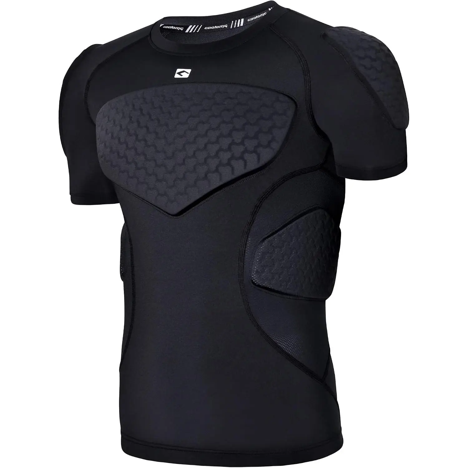 Adult Mens Padded Football Shirt Rib Chest Protector Compression Undershirt Rugby Lacrosse  Protection