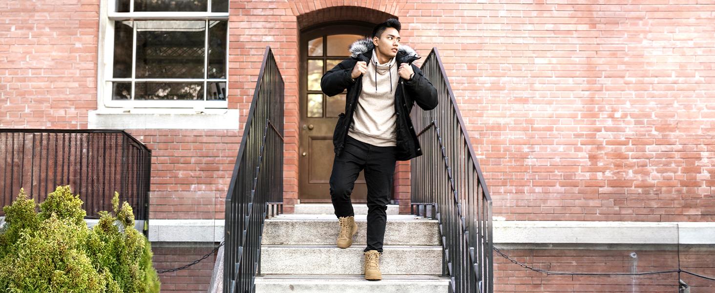 NORTIV 8 Men's Waterproof Hiking Boots Outdoor Mid Trekking Backpacking Mountaineering Shoes Adventure Camping Footwear