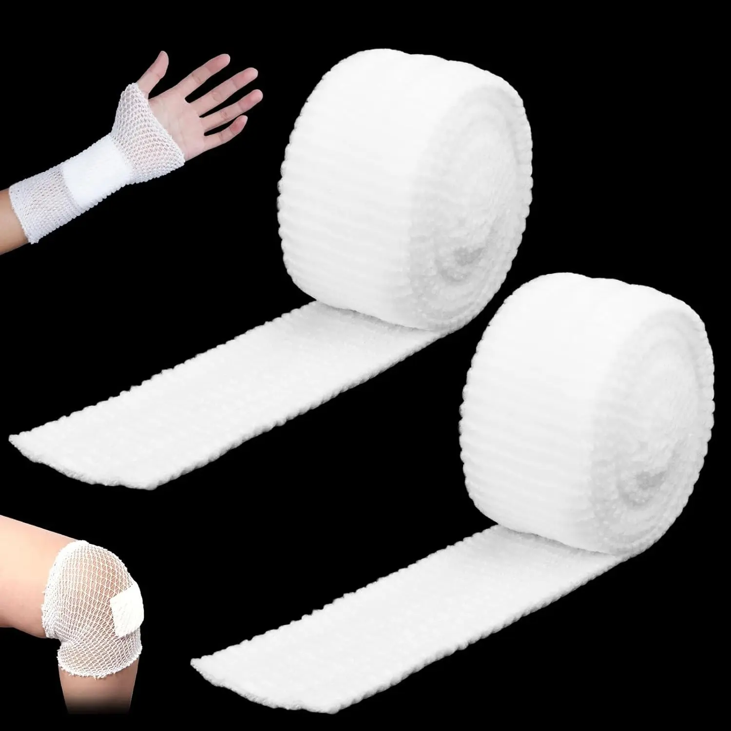 2 Rolls 4.36 Yard Tubular Bandage, 2.3 Inch Elastic Net Bandages, Wound Dressing Elastic Mesh Net, Tubular Gauze for Arm Wounds Without The Use of Adhesive Tape