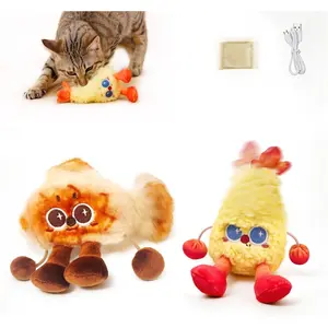 Jumpy Shrimp Taiyaki Electric Cat Toy, 2 Pack, Tap-Activated 3 Moving Modes Interactive Cat Toys, Exercise Toy for Indoor Cats Kitten with Catnip, Rechargeable
