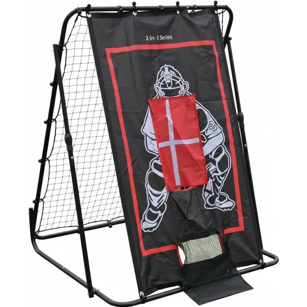 2-in-1 Baseball Pitching Target & Rebounder Net - Solo Pitchback Trainer with Switch-Hitting Batter & Strike Zone