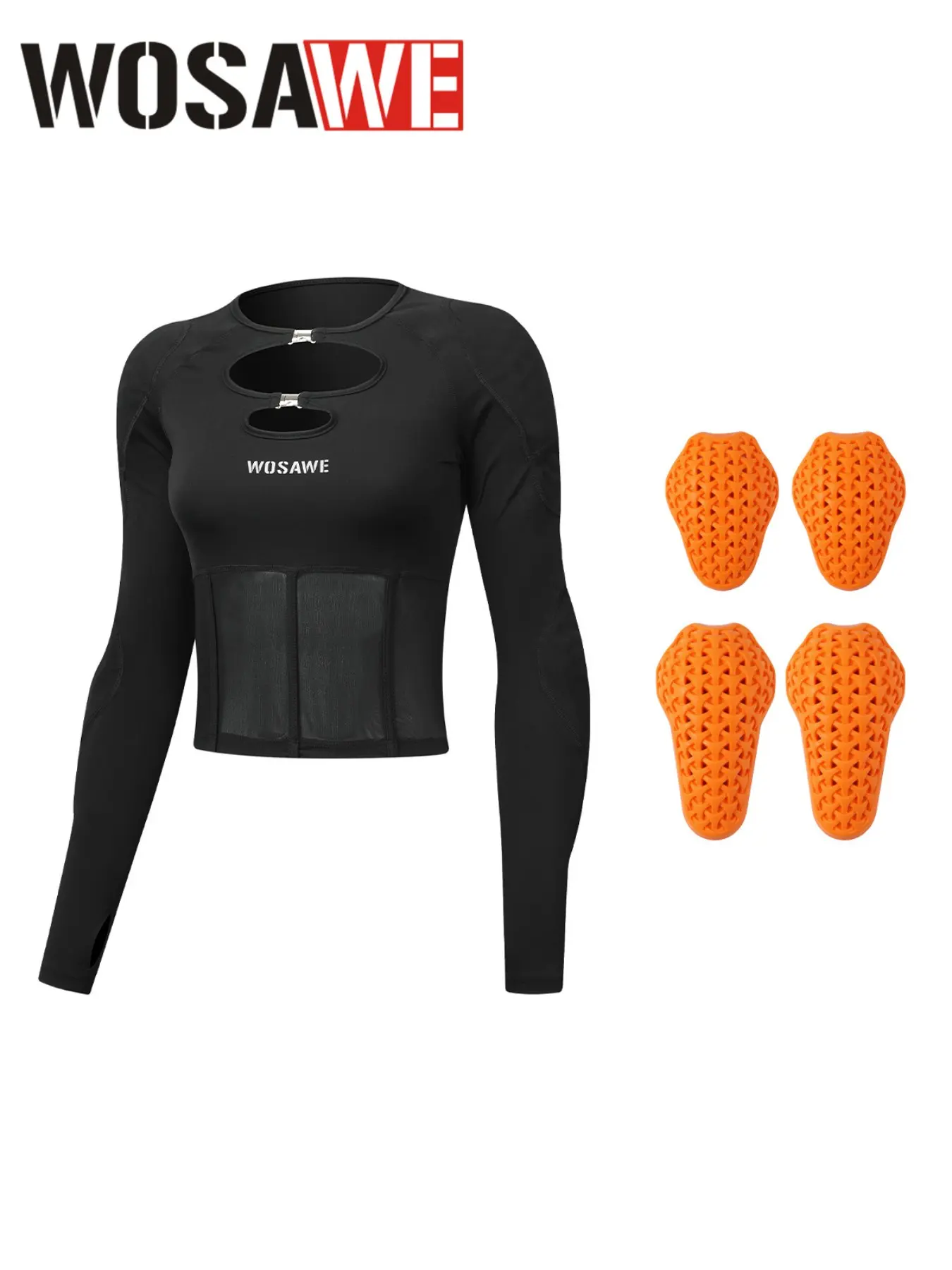 WOSAWE Womens Motorcycle Jacket Metal buckles accent collarbones, sheer mesh panels grace the waist Fits Body Padded Summer Motorbike Shirt Scooter Riding Gear Biker Jackets Breathable Jacket