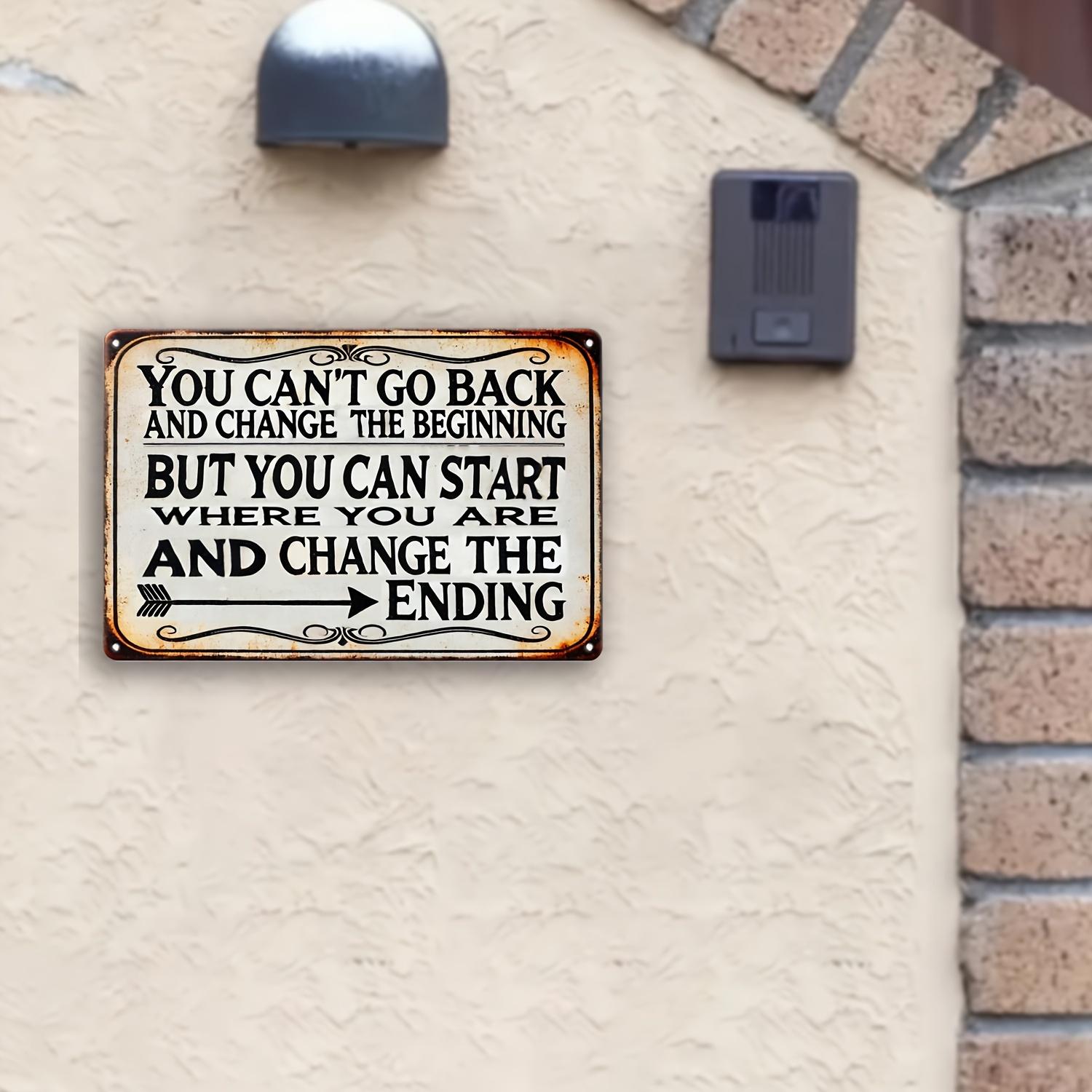 Motivational Metal Wall Decor Sign Inspirational Quote Plaque for Home Office with PreDrilled Holes Easy Hanging No Wiring Needed Waterproof Durable Business Cafe Garage Bathroom Decor Change Your Ending 2D Flat Art