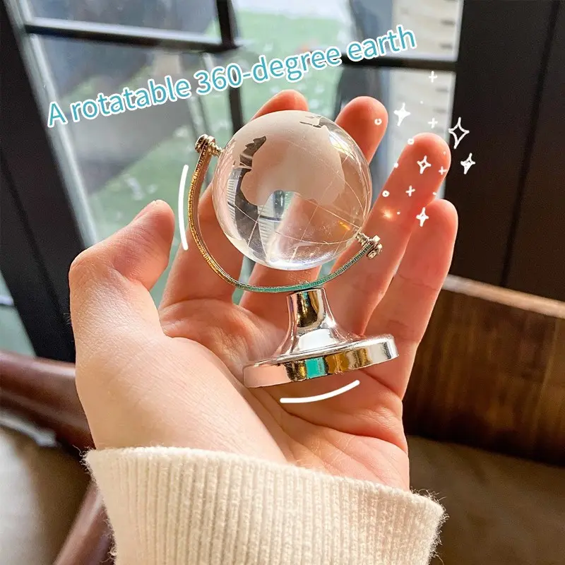 Simple Mini Transparent Artificial Crystal Globe, Creative Desktop Decor, Crystal Ornaments, Elegant Office Accessory, Perfect Gift Idea, Unique Home Decoration