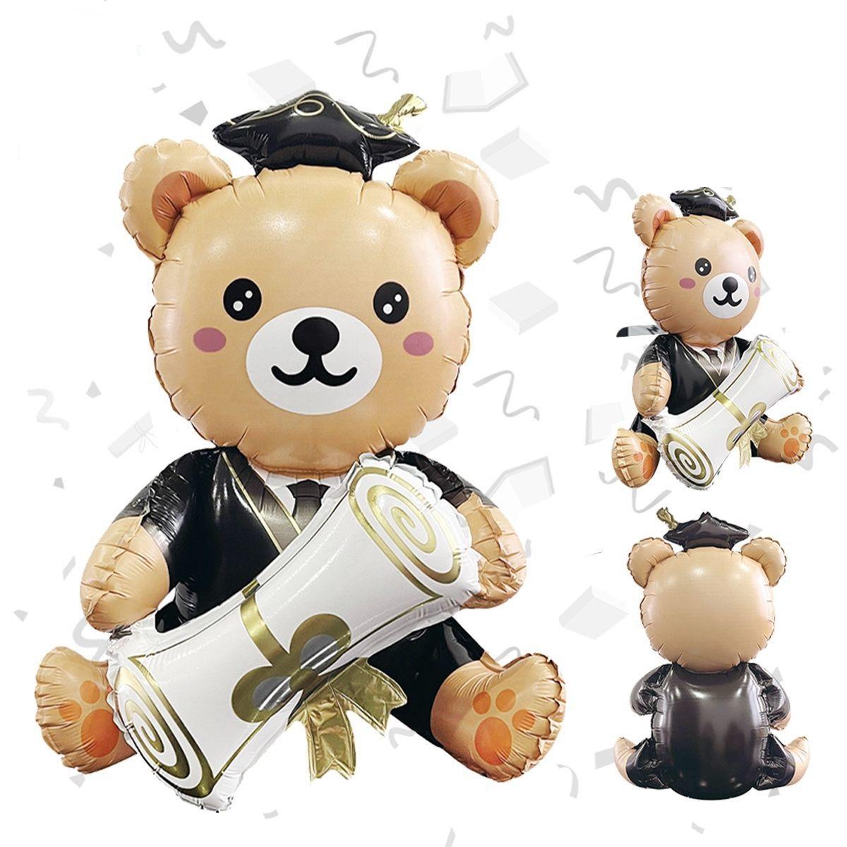 Decorating Graduation Bear Shaped Balloon, 1 Count Bear Holding Graduation Certificate Balloon, Birthday Party Photo Props, Background Decoration for Graduation Party, Decorations Supplies