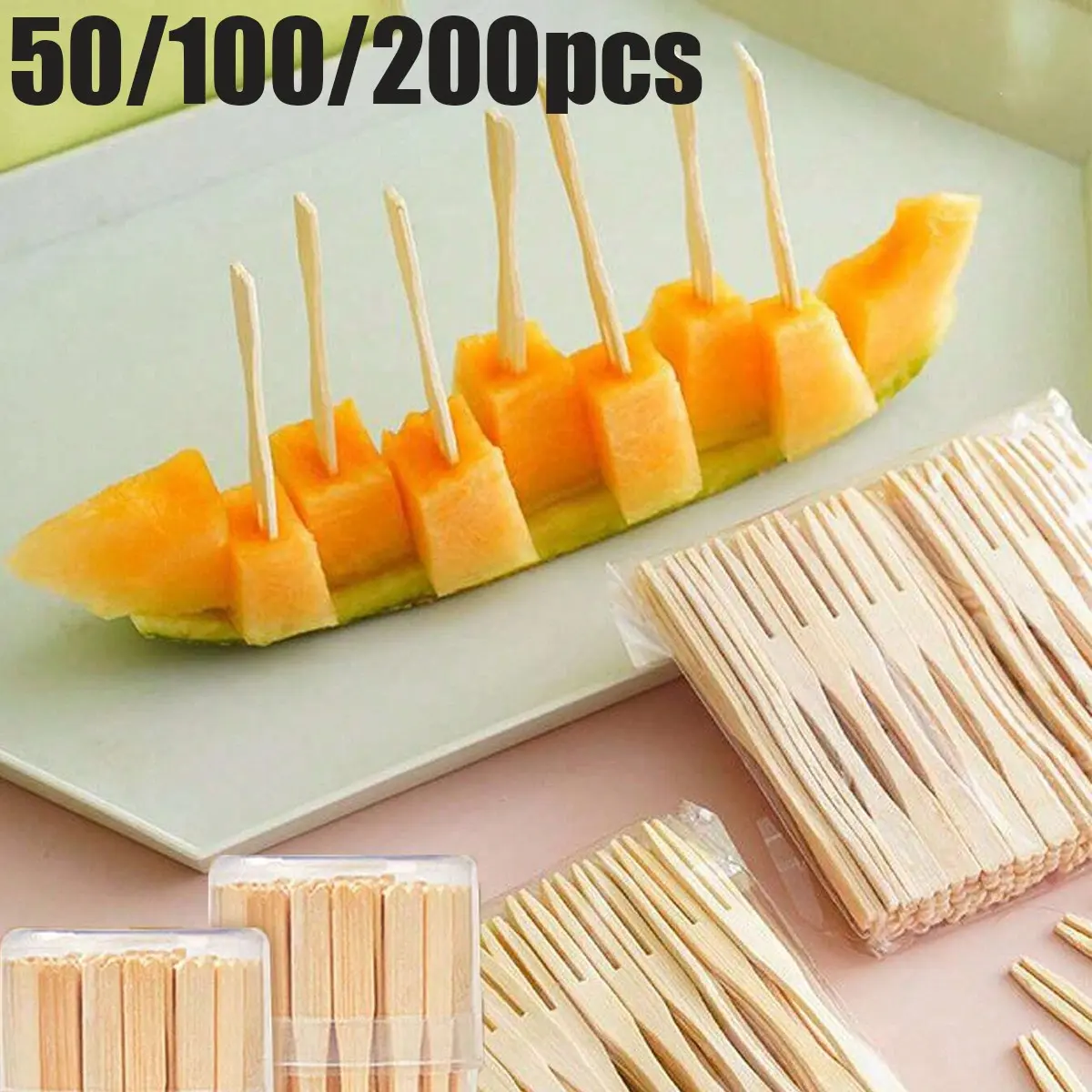 Bamboo Appetizer Forks, Fruit Forks, Dessert Forks, Home Cake Sweetener Forks, Wedding Party Supplies, Kitchen Utensils, Christmas Gifts