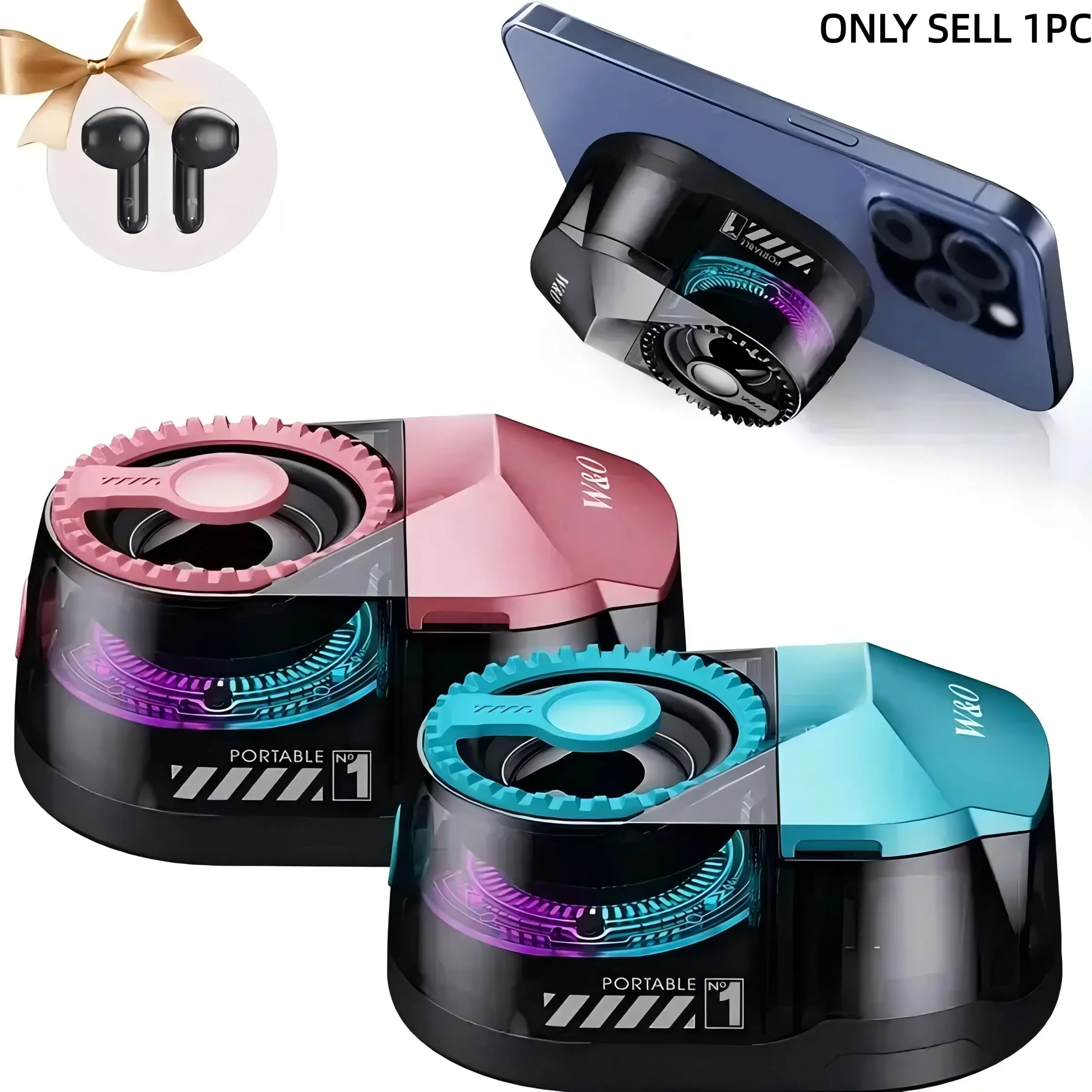 W&o Three-In-One Wireless Bluetooth-compatible Speaker, Includes Earbuds and Universal Stand, Surround Sound, Portable Desktop Gift, Home Outdoor Travel Use
