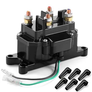 12V 250A Well-Made Winch Solenoid Relay Contactor for Truck Perfect Replacement for ATV UTV 2000-5000lbs Winch with 6 Protecting Caps