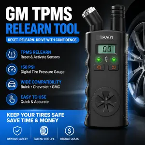 GM TPMS Relearn Tool with 150 PSI Digital Tire Pressure Gauge, Tire Sensor Reset & Activation Tool, Compatible with Buick, Chevrolet & GMC Vehicles, Car Tire Pressure Monitoring System Diagnostic & Programming Tool