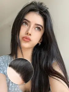Forehead Hairline Human Hair Pieces for Women, Biological Scalp PU Base Hairline Replacement Pieces for Women, Natural Color for Party, Daily Use
