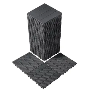 VEVOR 36 sq. ft Plastic Interlocking Deck Tiles, 36 Pack, 12x12 Waterproof Non - Slip Outdoor Flooring All Weather Use, Patio Floor Decking Tiles for Porch Poolside Balcony Backyard, Dark Brown