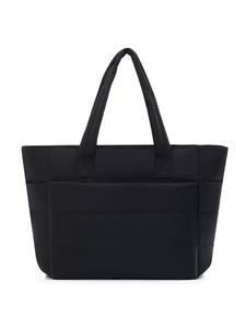 women's solid color puffer lightweight quilted tote bag, large capacity shoulder bag for travel work, casual trendy versatile high-quality  daily commuting bags,  ladies purse