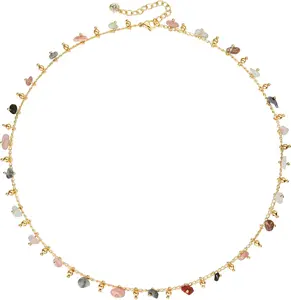 Beaded Necklaces for Women 14K Gold Plated Dainty Colorful Green/Rose Beaded Pearl Choker Necklace Delicate Boho Choker Necklace Jewelry Gift