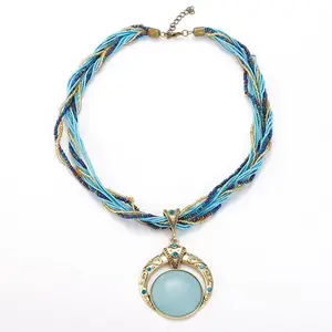 Unique Handmade Macrame Tribal Necklace | Artistic Geometric Hollow Design & Perfect Gift for Her