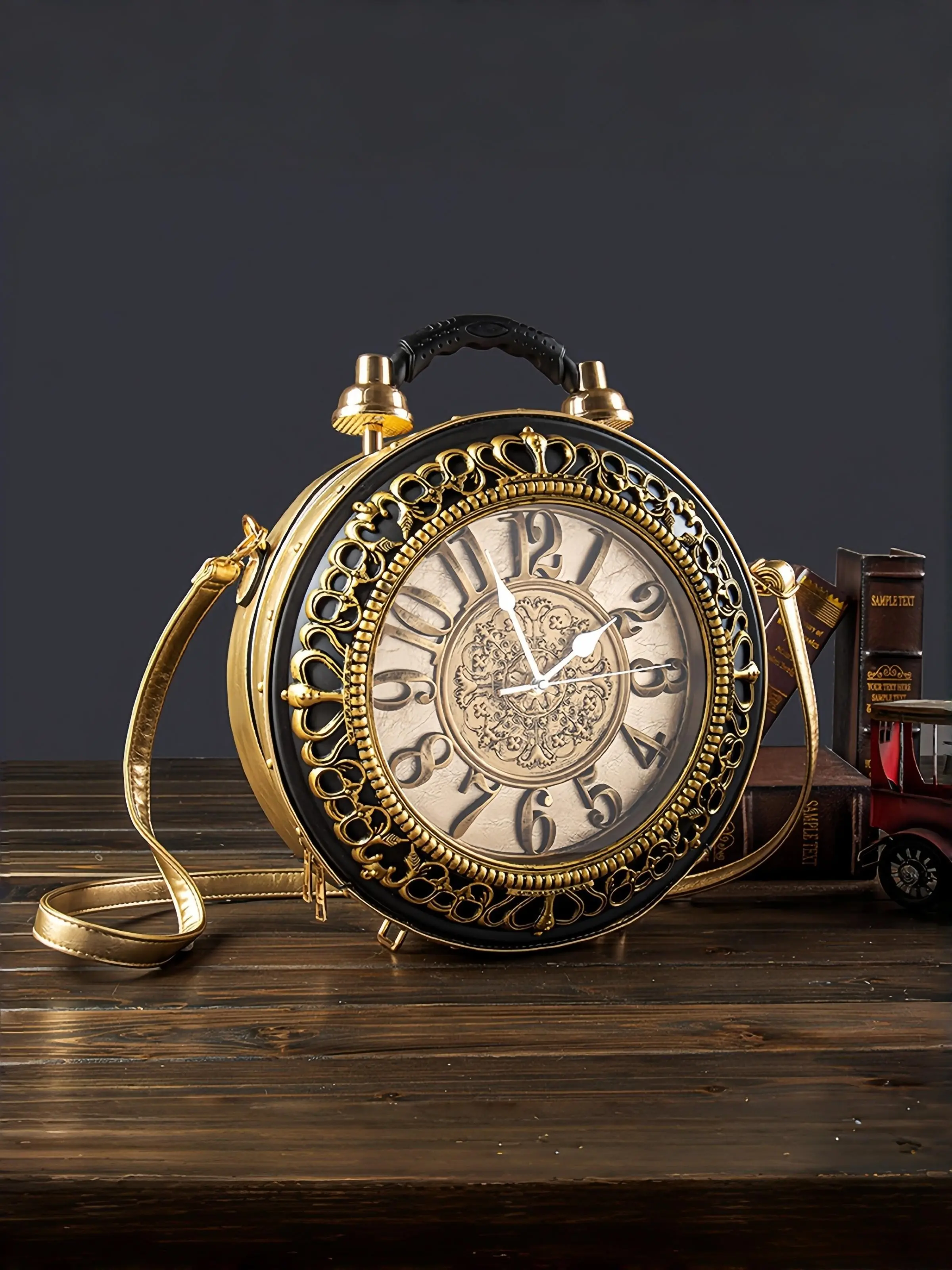 Vintage Fashion Watch Bag, Unique Cartoon Design Handbag, Creative Women's Shoulder Crossbody Bag, New Retro Style Wallet