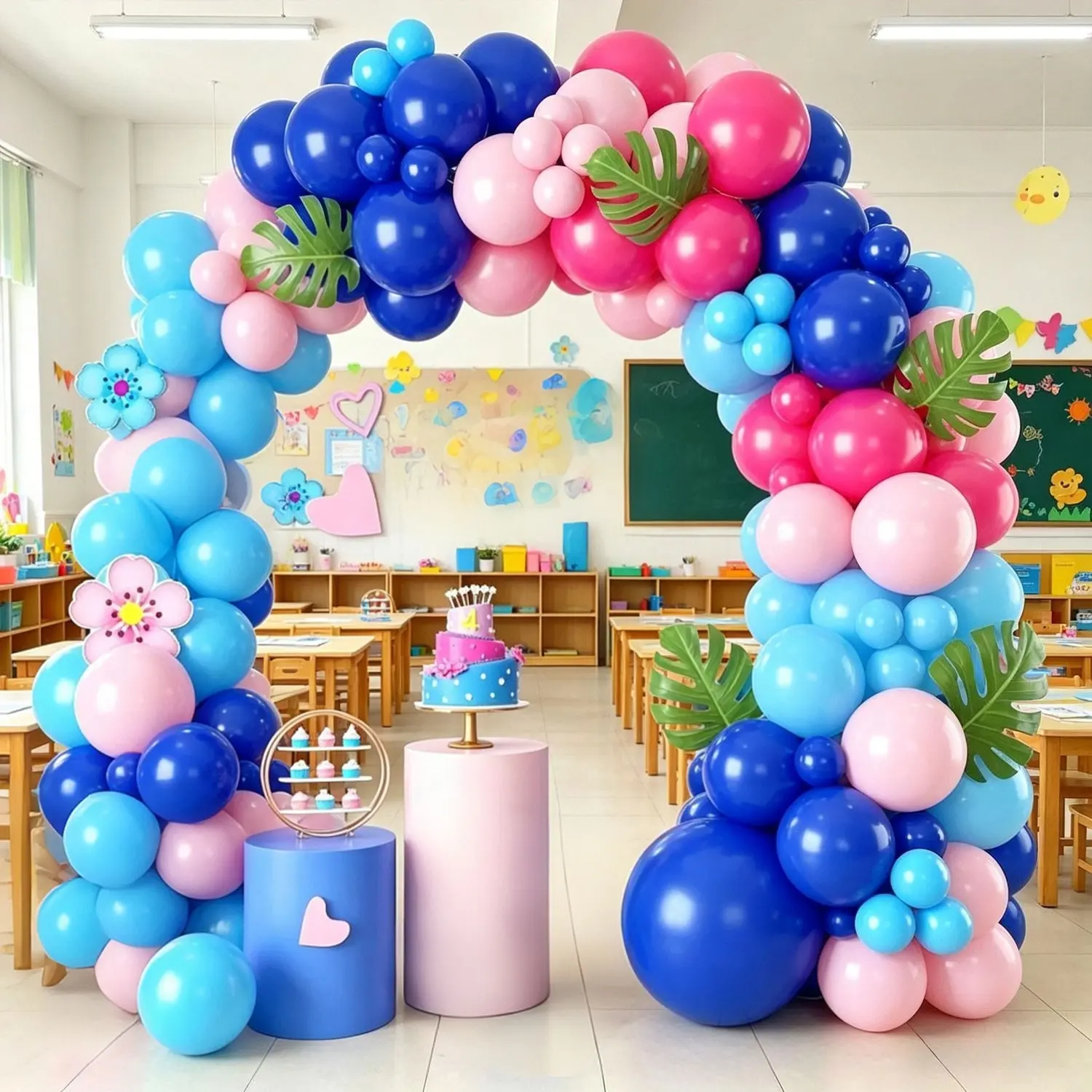 110 Piece Blue Birthday Party Decoration Set, Latex Balloons for Balloon Arch, Birthdays, Baby Baptism, Kids' Events, Hawaiian Theme Parties